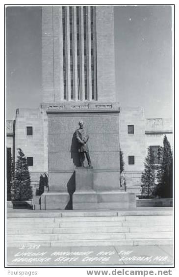 RPPC of Lincoln Monument at the Nebraska State Capitol, Lincoln, Nebraska, NE