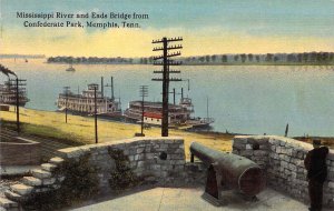 Steamers,Confederate Park,Eads Bridg,Mississippi River, Memphis,TN,Old Post Card