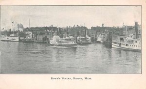 Boston Massachusetts Rowe's Wharf Steamers River Boats Postcard AA64005