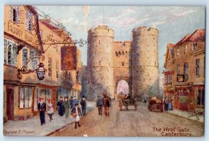 1910 Canterbury Kent England Tuck Oilette Postcard Water Gate Charles Flower