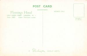 Flemings Hotel, Half Moon Street, London, England, Circa 1960's Postcard, Unused