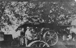 F42/ Occupational RPPC Postcard c1910 Steam Tractor Farmers 9