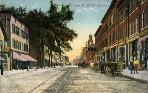 BIDDEFORD ME Main Street Scene c1910 Postcard