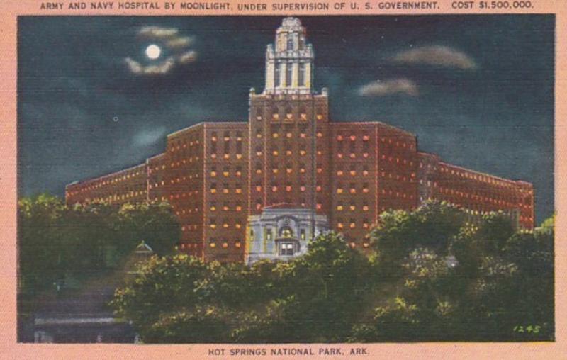 Arkansas Hot Springs Army and Navy Hospital By Moonlight