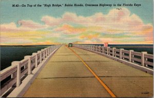 VINTAGE POSTCARD THE HIGH BRIDGE BAHIA HONDA OVERSEAS HIGHWAY FLORIDA KEYS