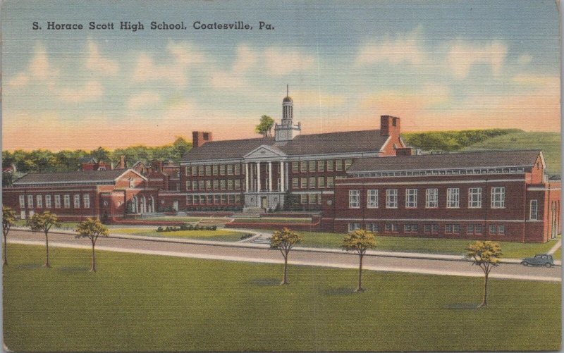 Postcard S Horace Scott High School Coatesville PA