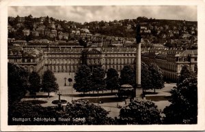 VINTAGE POSTCARD AERIAL VIEW OF THE NEW CASTLE SQ STUTTGART GERMANY RPPC c. 1930