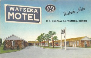 Watseka Illinois 1940s Postcard Watseka Motel