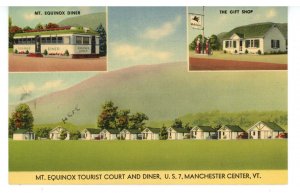 VT - Manchester Center. Mt. Equinox Diner & Mobilgas Gas Station ca 1940's