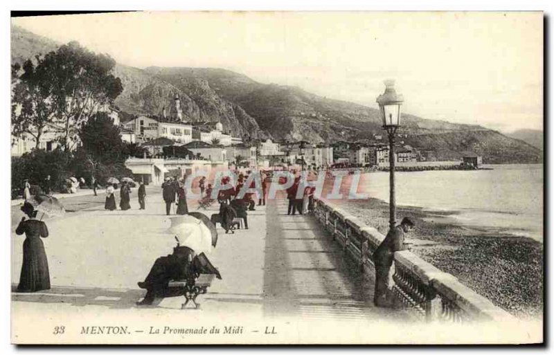 Old Postcard Menton The Promenade Du Midi