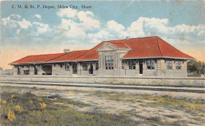 J42/ Miles City Montana Postcard c1910 CM&STP Railroad Depot Station 2