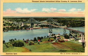 Thousand Islands International Bridge Crossing American Span NY Postcard