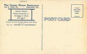 Illinois Chicago Corner House Restaurant Teich 1940s linen Postcard 22-4233