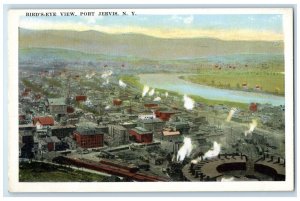 c1920 Birds Eye View Buildings Factory Port Jervis New York NY Vintage Postcard