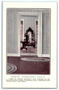 c1905 View Front Hallway Parlor Kentucky Home Federal Hill Louisville Postcard