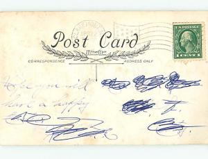 Divided-Back easter TWO WHITE BUNNY RABBITS & PINK FLOWER r3305