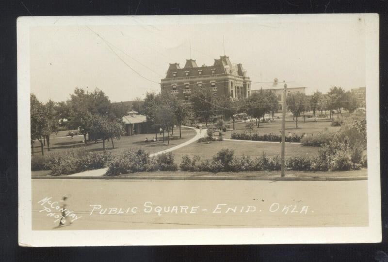 RPPC ENID OKLAHOMA PUBLIC SQUARE DOWNTOWN VINTAGE REAL PHOTO POSTCARD