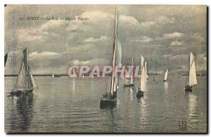 Old Postcard Brest harbor one day Boat Regattas