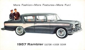 1957 RAMBLER Custom 4-Door Sedan Classic Car Advertising Chrome Vintage Postcard