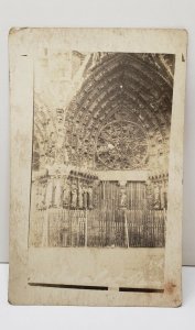 RHEIMS Cathedral FRANCE RPPC Unique Close Up with Picket Fencing Postcard C17