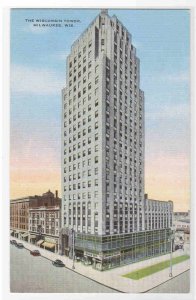 The Wisconsin Tower Milwaukee WI linen postcard