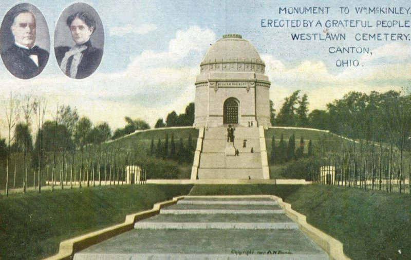 Circa 1910 WM McKinley Monument Westlawn Cemetery Canton OH Vintage Postcard F24 