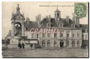 Old Postcard Chateaudun Monumental Fountain and Town Hall