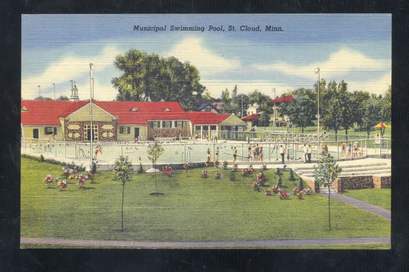 SAINT ST. CLOUD MINNESOTA MUNICIPAL SWIMMING POOL VINTAGE POSTCARD