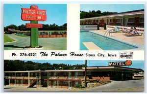 SIOUX CITY, IA Iowa ~ The PALMER HOUSE MOTEL ~ Pool c1960s Roadside Postcard