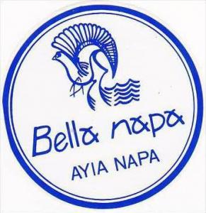 CYPRUS AYIA NAPA BELLA NAPA HOTEL VINTAGE LUGGAGE LABEL