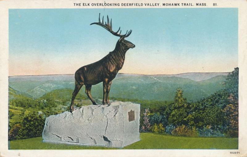 Elk Statue overlooking Deerfield Valley Mohawk Trail MA Massachusetts Roadside