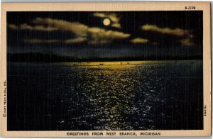 Scenic View, Greetings from West Branch MI Vintage Postcard F50
