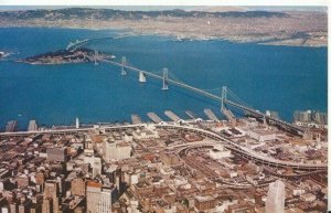 America Postcard - Bird's Eye View of San Francisco - Oakland Bridge - TZ12182