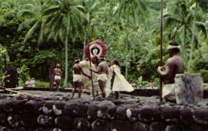 french polynesia, TAHITI, Paea, Marae Arahurahu, Historical Scene (1960s) II