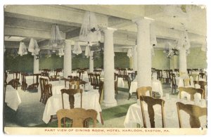 Postcard Part View Dining Room Hotel Karldon Easton PA