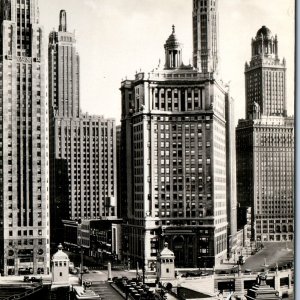 c1920s Chicago Downtown RPPC Birds Eye Michigan Ave Wacker Dr Street View A165