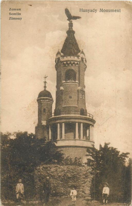 Serbia Zemun Semlin Zimony Hunyady Monument military censor postcard 1910s