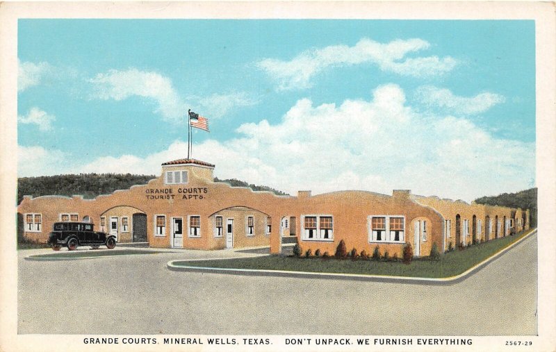 H62/ Mineral Wells Texas Postcard c1920s Grande Courts Tourist Apartments 161