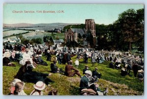 Isle of Man England Postcard Church Service Kirk Braddan c1910 Antique