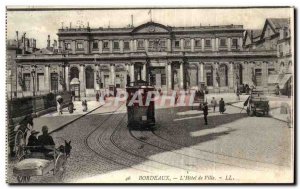 Bordeaux - L & # 39Hotel City - tram - horse - Old Postcard