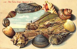 Newport RI Langsdorf Publisher Shell Border The Forty Steps  Postcard