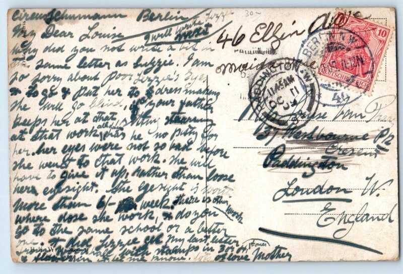 c1910's Trolley Train Dirigible Berlin Germany Posted Antique Postcard