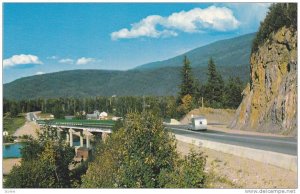 View of the new Trans-Canada Highway and bridge, Sicamous, British Columbia, ...