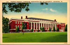 Vtg Doremus Memorial Gymnasium Washington & Lee University Lexington VA Postcard