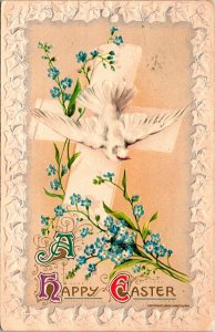Vintage John Winsch Cross, Peace, Dove, Daisies, Flowers,Antique Easter Postcard