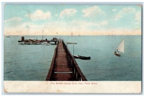 1909 The Buffalo Canoe Club Pier Point Abino Sailboat New York NY Postcard