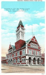 Vintage Postcard 1920's Post Office Main Building Annex Reading Pennsylvania PA