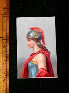 Lovely Fantasy Female Roman Greek Soldier Minerva vivid Victorian Card F34