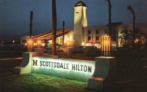 Vintage Postcard Scottsdale Hilton Hotel Scottsdale Road Lincoln Drive Arizona