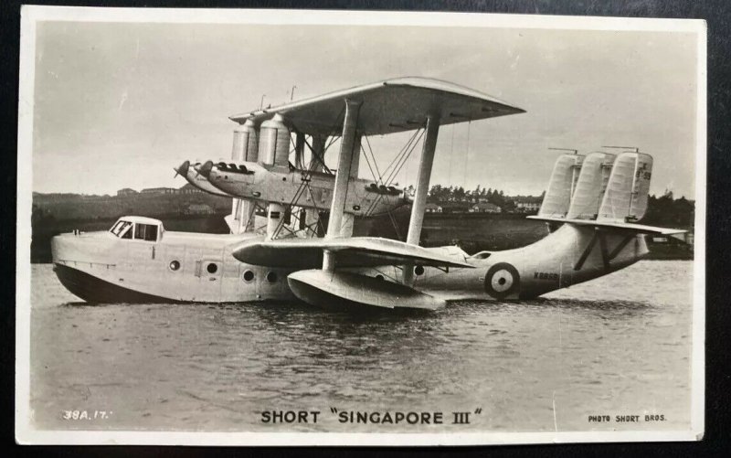 Mint England Real Picture Postcard Aviation short Singapore III Flying boat